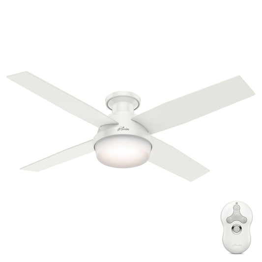Hunter Fan Company Hunter 59242 Dempsey Deckenventilator für den Innenbereich, niedriges Profil, mit Licht, Weiß