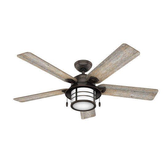 Hunter Fan Company, 59273, 54 inch Key Biscayne Onyx Bengal Indoor/Outdoor Ceiling Fan with LED Light Kit and Pull Chain