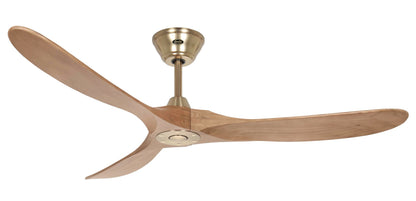CasaFana Energiespar Deckenventilator mit Fernbedienung Eco Genuino Messing gebürstet/Eiche mittel 152 cm