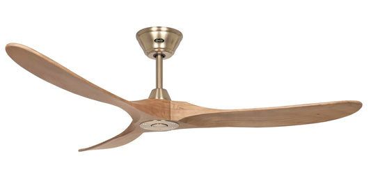 CasaFana Energiespar Deckenventilator mit Fernbedienung Eco Genuino Messing gebürstet/Eiche mittel 152 cm