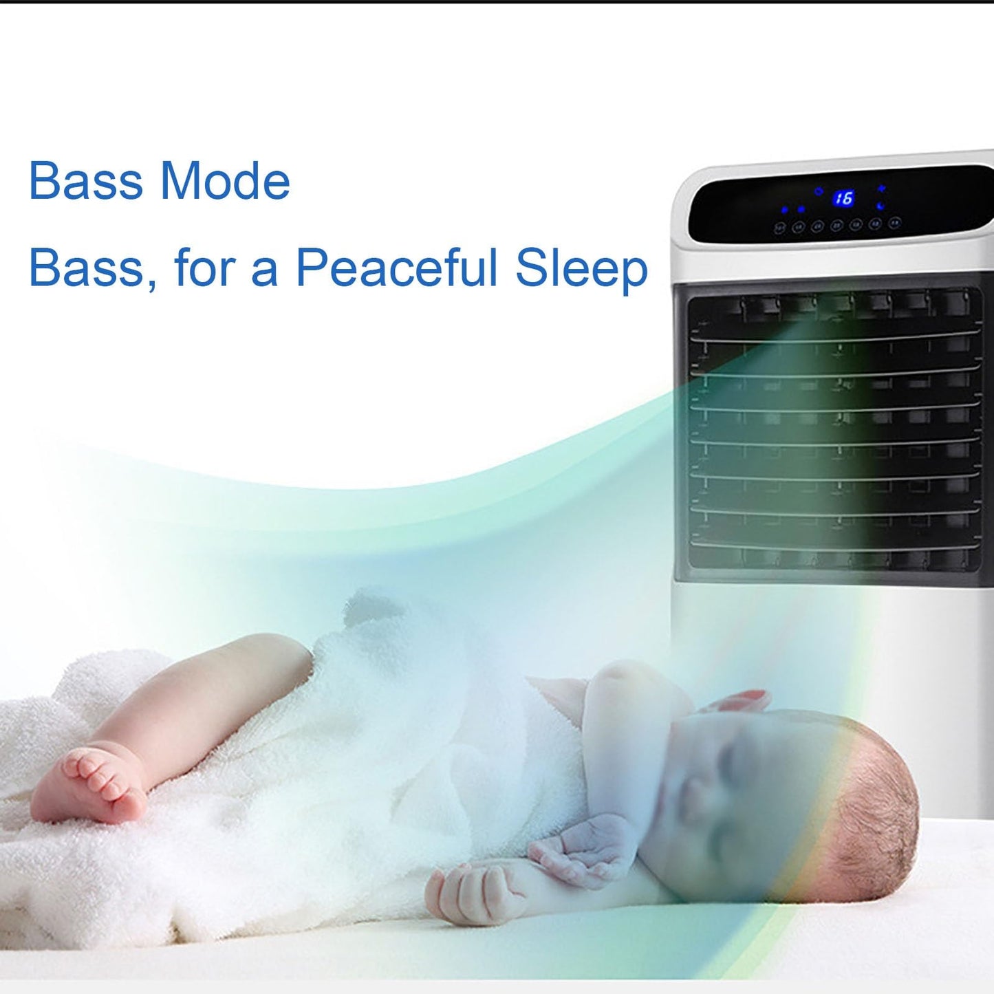 Ruhiger Kaltluftventilator, Schwingender Kühlgebläse mit Großer Wassertank, Lüfterkühler mit Fernbedienung, 7,5-Stunden-Timer