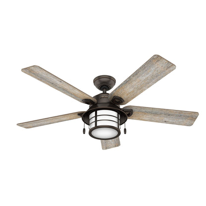 Hunter Fan Company, 59273, 54 inch Key Biscayne Onyx Bengal Indoor/Outdoor Ceiling Fan with LED Light Kit and Pull Chain
