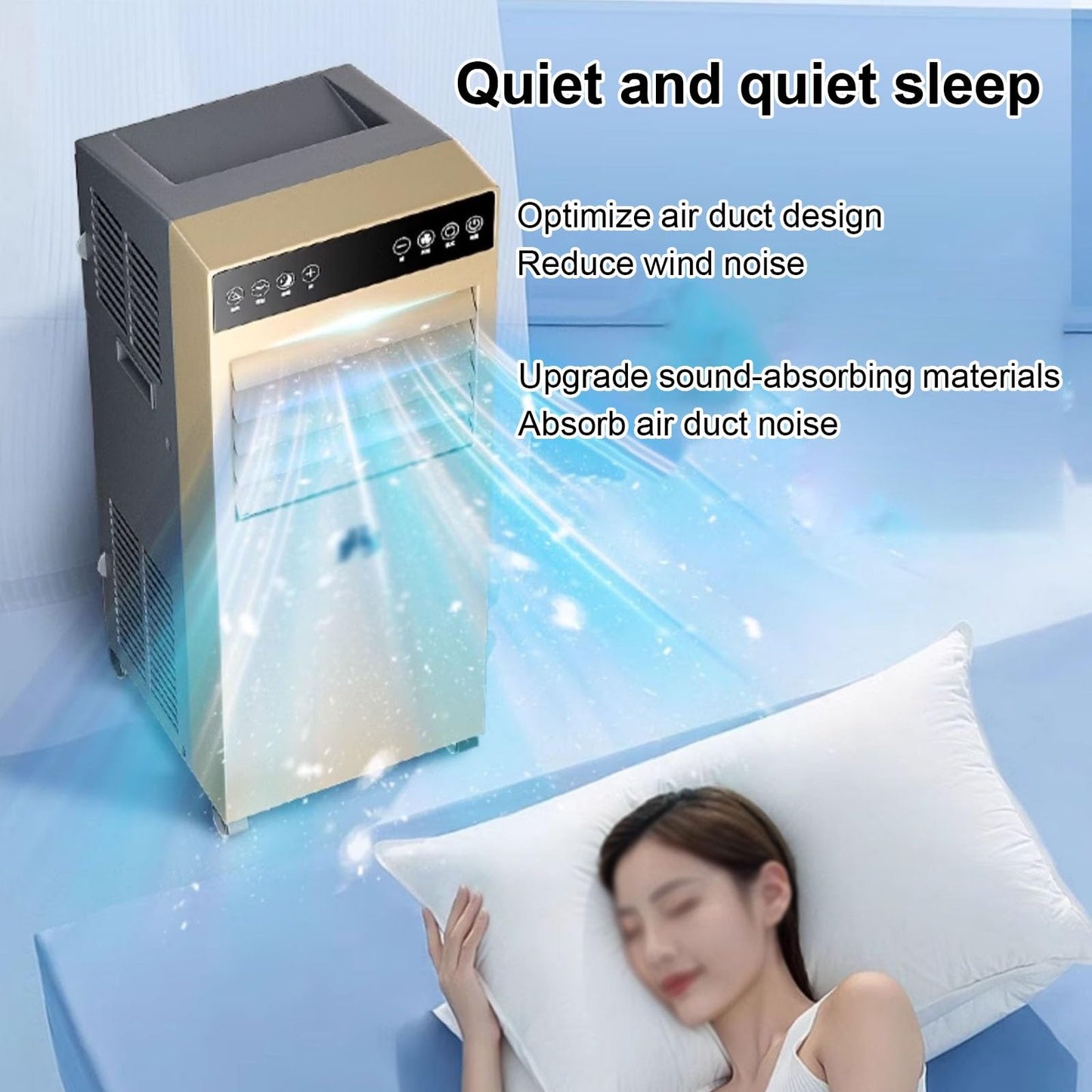 4 in 1 Kühlventilator, Mobile Raumventilatoren mit Entfeuchtung, geräuscharmes Schlafen, Klimaanlage Ventilator 120° Weitwinkel Luftzufuhr