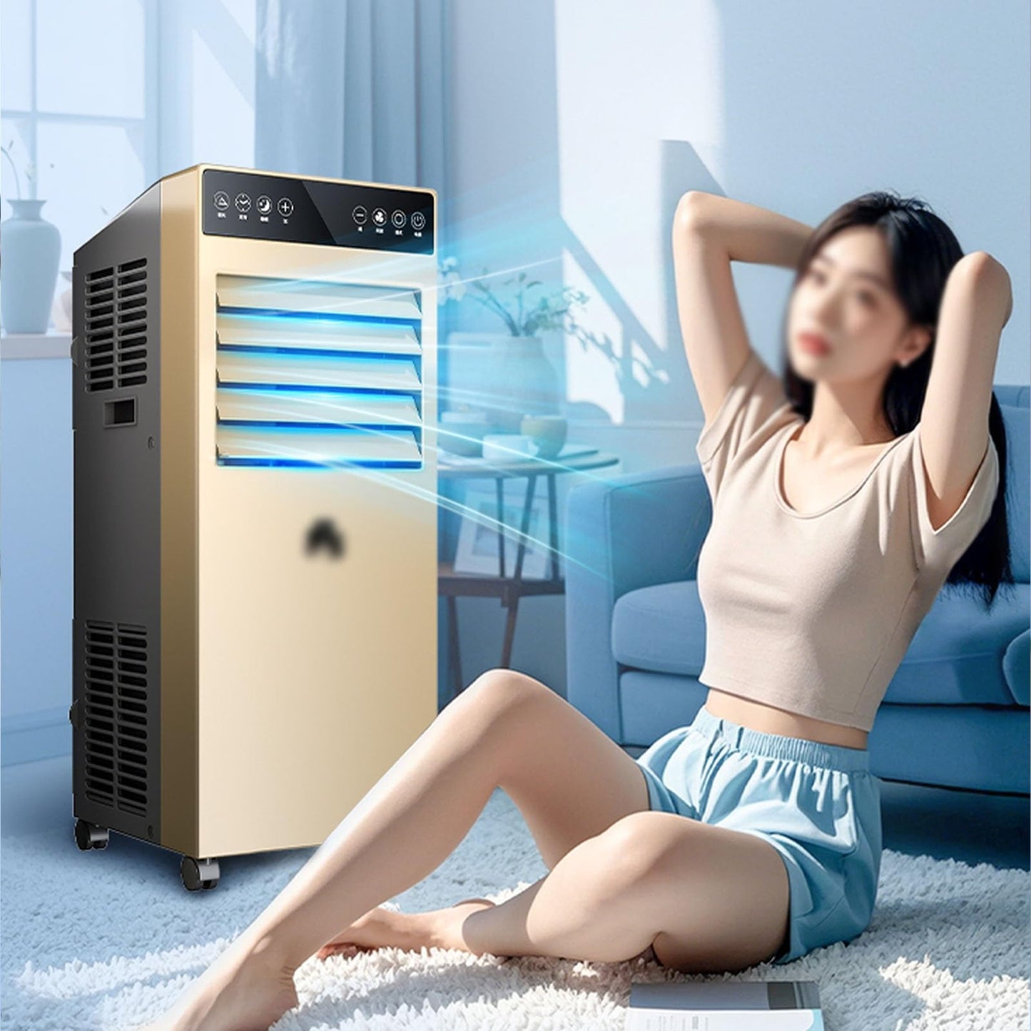 4 in 1 Kühlventilator, Mobile Raumventilatoren mit Entfeuchtung, geräuscharmes Schlafen, Klimaanlage Ventilator 120° Weitwinkel Luftzufuhr