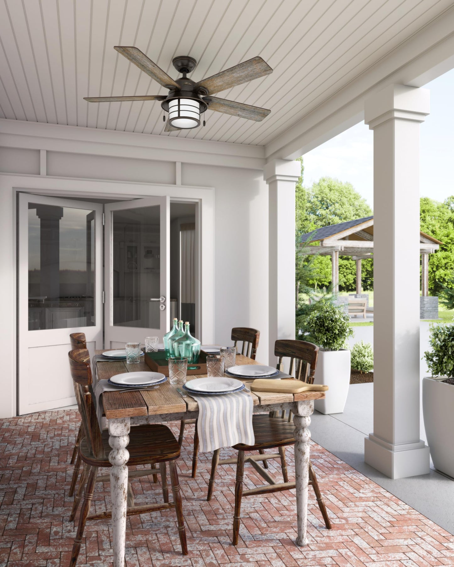 Hunter Fan Company, 59273, 54 inch Key Biscayne Onyx Bengal Indoor/Outdoor Ceiling Fan with LED Light Kit and Pull Chain