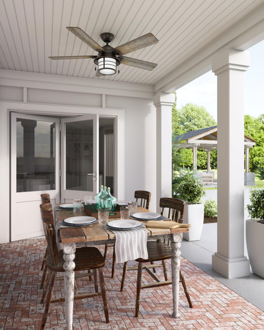 Hunter Fan Company, 59273, 54 inch Key Biscayne Onyx Bengal Indoor/Outdoor Ceiling Fan with LED Light Kit and Pull Chain